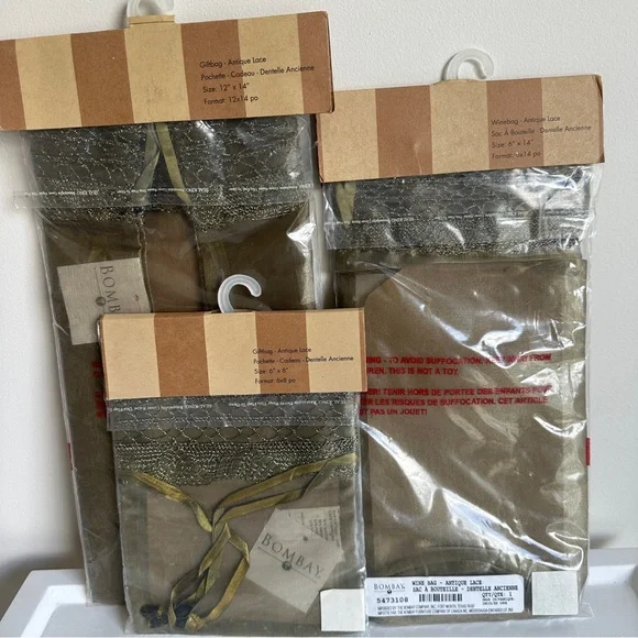 Beautiful Gift Bags Sheer Lace Beaded set of 3 - Picture 5 of 14